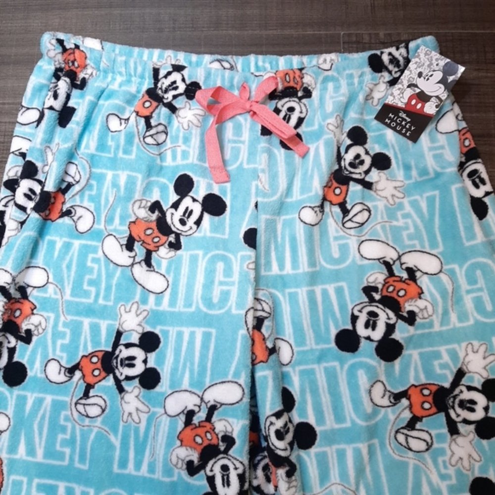 2X DISNEY Mickey Mouse Aqua Lounge Pants, Pajama Bottoms - Picture 2 of 10